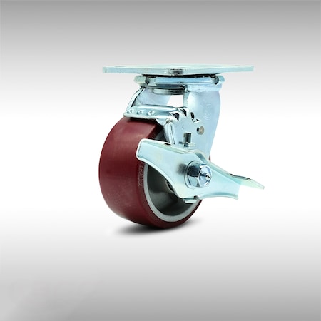Service Caster 4 Inch SS Poly on Aluminum Swivel Caster with Roller Bearing and Brake SCC SCC-SS30S420-PAR-TLB